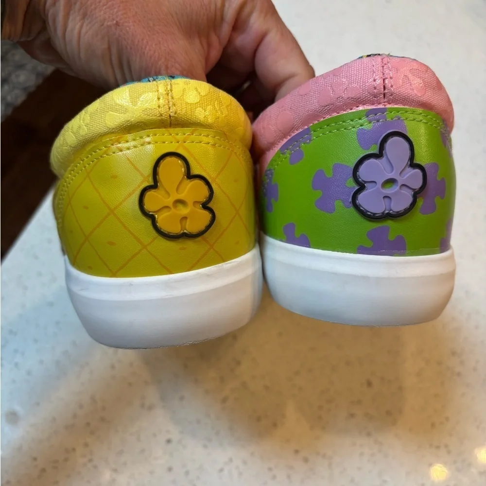 Ground up SpongeBob and Patrick Slip-On Shoes sz 10! Fun! Funky! Mismatched